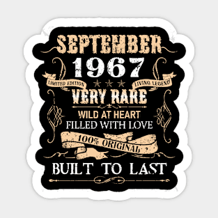 55 Years Old 55th Birthday Decoration Vintage September 1967 Sticker